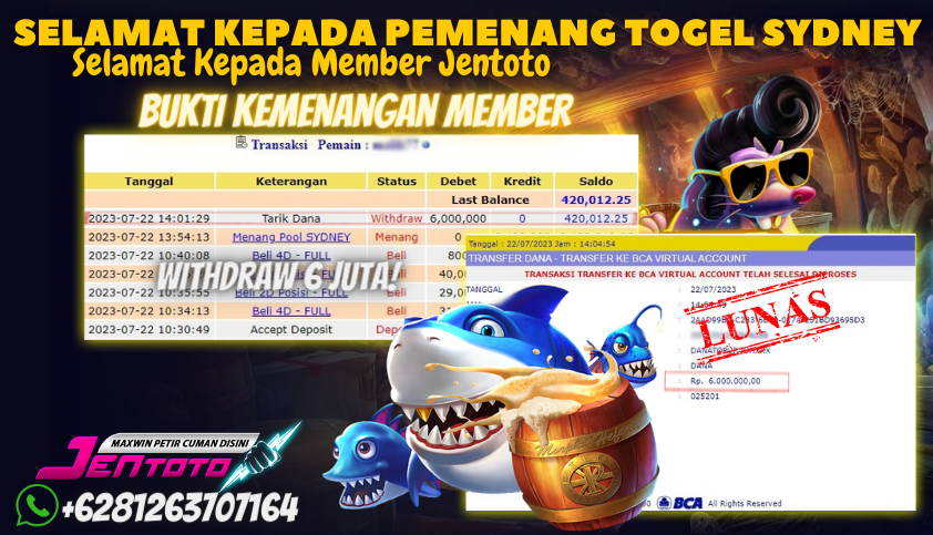 Bukti JP Togel Online Jentoto - Togel Sydney