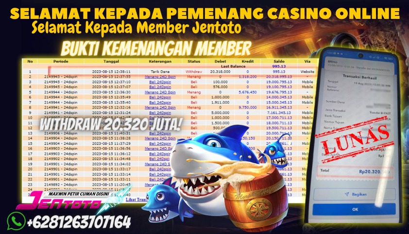 Bukti JP Live Casino Jentoto - 24D Spin